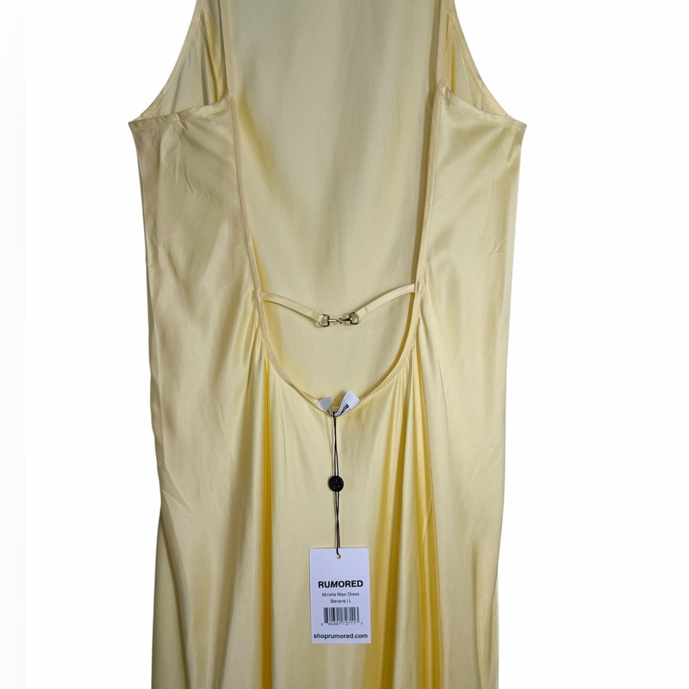 Rumored Yellow Banana Mirielle Backless Silky Formal Prom Maxi Dress - Picture 13 of 13